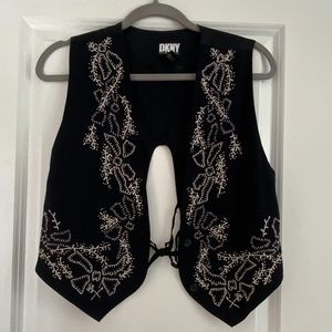 Black Vintage DKNY Embroidered Vest